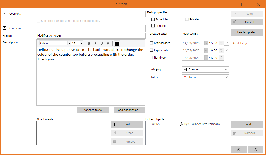 Convert a mail into a task – Winner Bizz
